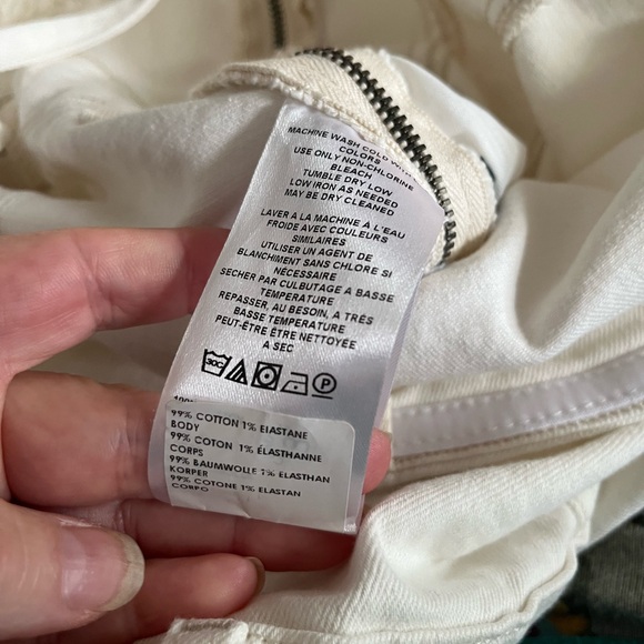 We The Free People NWOT Je Suis Pret Barrel Jumpsuit Size Large White Denim Zip - Picture 14 of 15